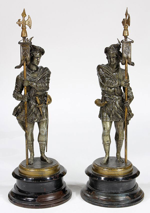 Pair of patinated metal figural sculptures (1 of 6)