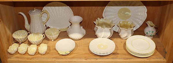 One shelf of Belleek prcelain, including plates, vases, (1 of 1)