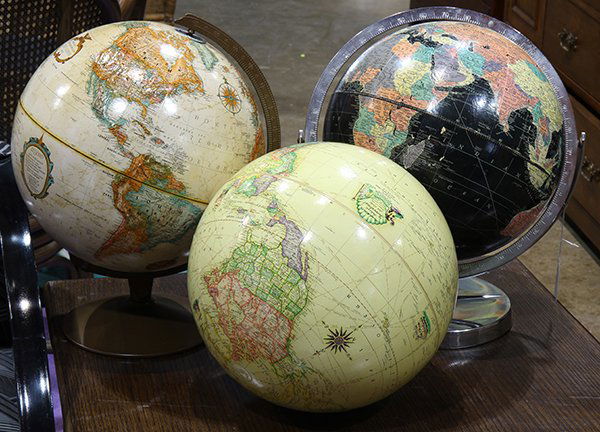 (lot of 3) Globes, two on stand, including one Replogle (1 of 1)