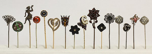 (Lot of 16) Multi-stone, glass, enamel, yellow gold, (1 of 4)