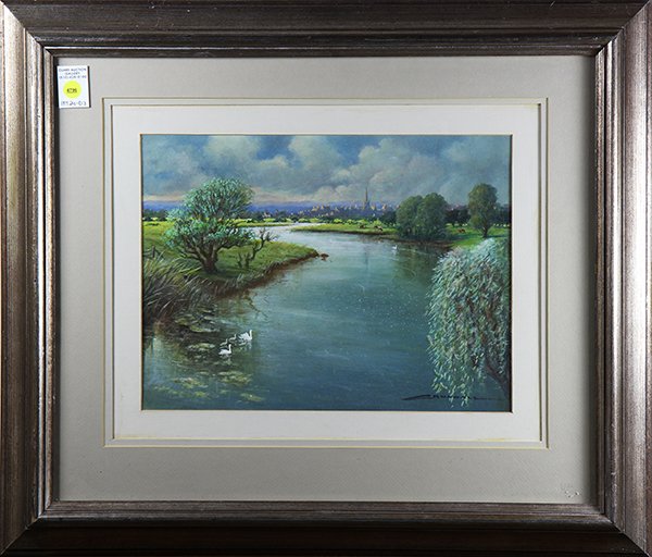 View of a Distant Village, watercolor (1 of 1)