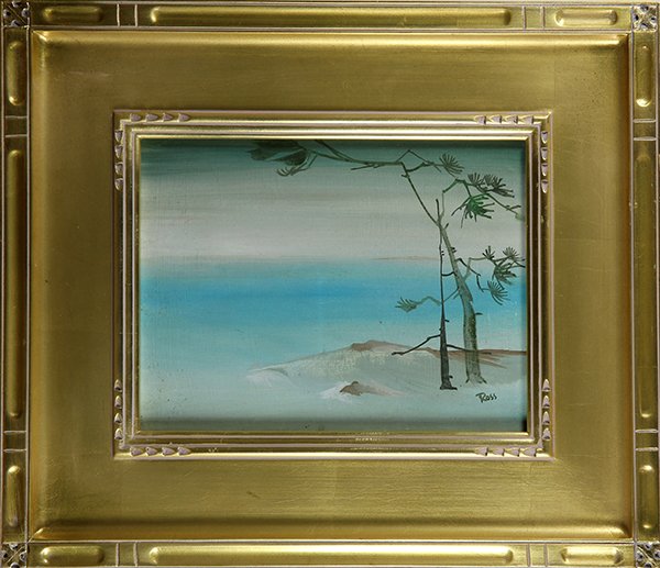 Sparse Tree on a Mountain Top: American School (20th century), Sparse Tree on a Mountain Top, signed "Ross" lower right, overall (with frame): 16.75"h x 19.5"w