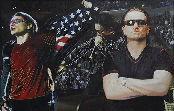 Embellished Print, Steve Kaufman, Triple Bono U2, 2008 (1 of 1)