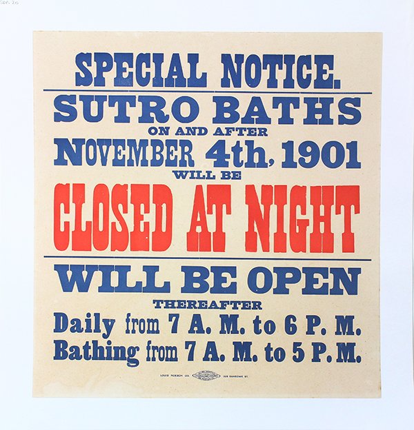 Print, Sutro Baths New Hours Poster (1 of 3)