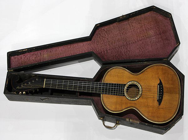 Acoustic guitar with mother of pearl inlay 37"l, (1 of 5)