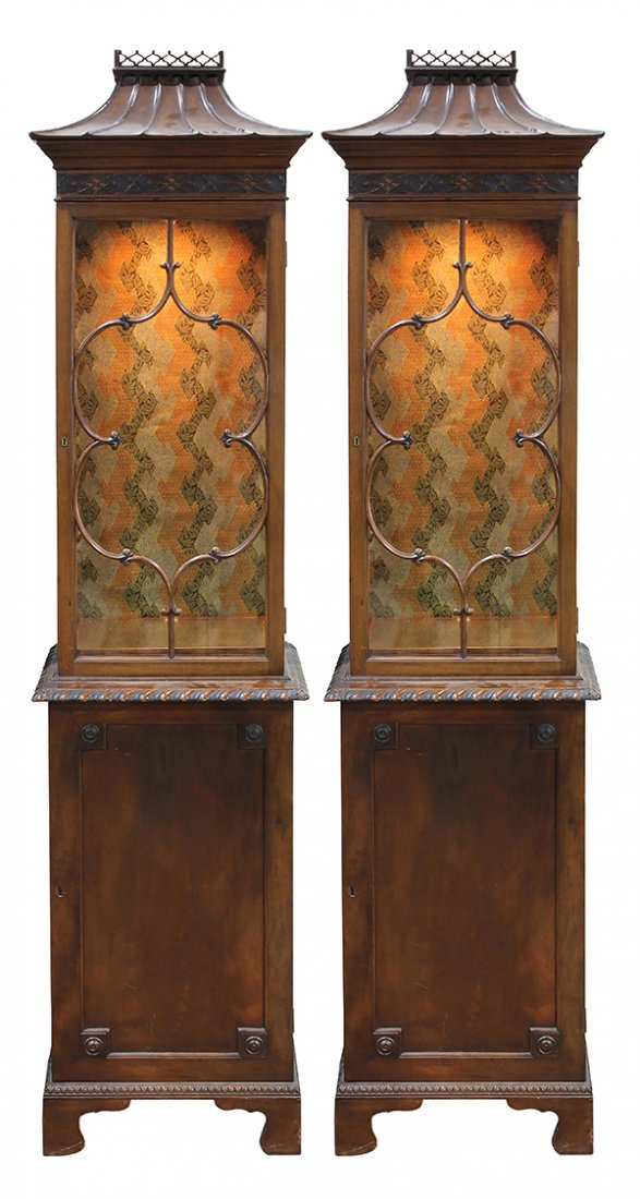 Pair of Georgian style mahogany display cabinets (1 of 8)