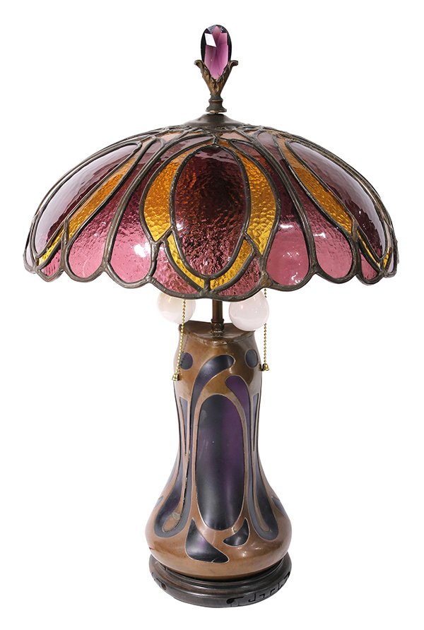 Art glass and leaded glass lamp (1 of 4)