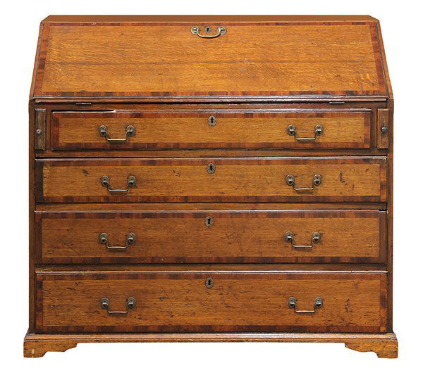 George III quartersawn oak inlaid slant front desk (1 of 6)