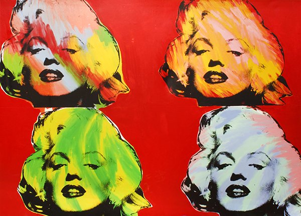 Hand-Embellished Print, Steve Kaufman, Marilyn Quad (1 of 3)