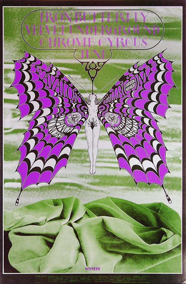 Vintage Rock Posters, FD-119, FD-120, FD-121, FD-122: (lot of 4) William Henry (American, 20th century), "2.45765," John Thompson (American, 20th century), "Lady with Spaghetti Hair," Paul Kagan (American, 1943-1993) and David Smith (America, 20th centur