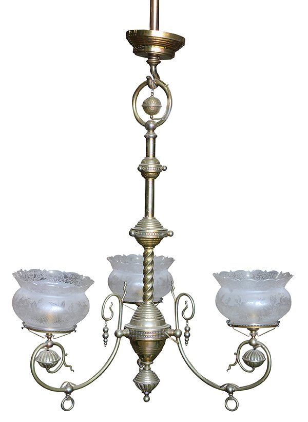 Victorian three light gasolier (converted to (1 of 5)