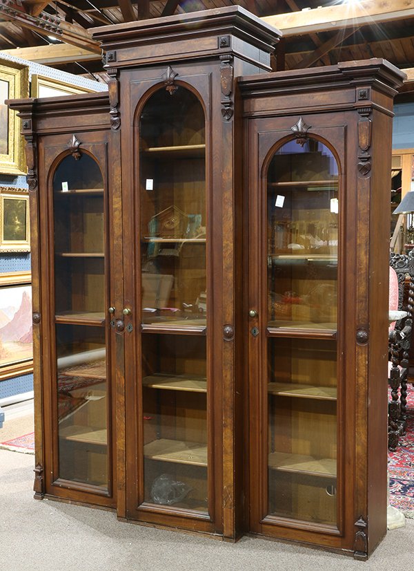 American Victorian walnut bookcase (1 of 2)
