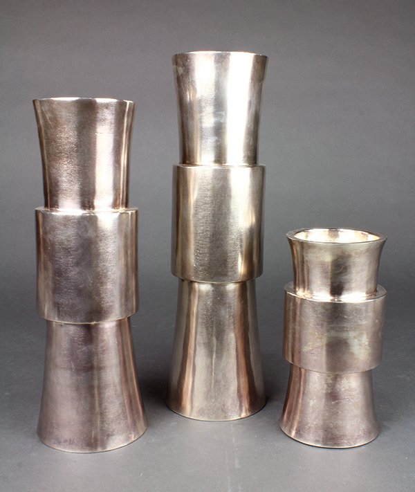 (lot of 3) Moderne chrome finished decorative table (1 of 4)