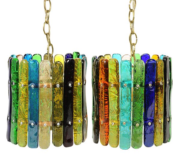 Pair of Italian Mid-Century multi colored pendant (1 of 7)