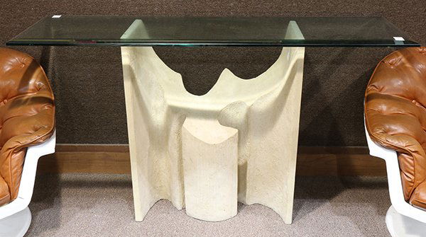 Moderne glass and stone console table (1 of 3)