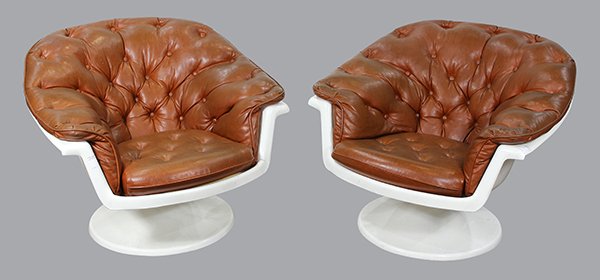 Pair of Geoffrey Harcourt style swivel lounge chairs (1 of 4)