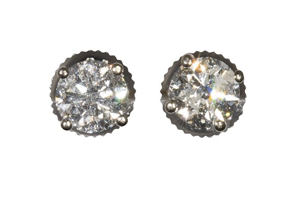Pair of diamond and 14k white gold earrings (1 of 4)