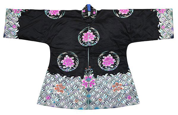 Chinese Woman's Black Jacket, Peony Roundel (1 of 5)
