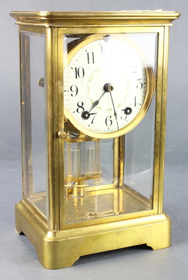 Brass and crystal regulator mantel clock, 19th Century, (1 of 2)