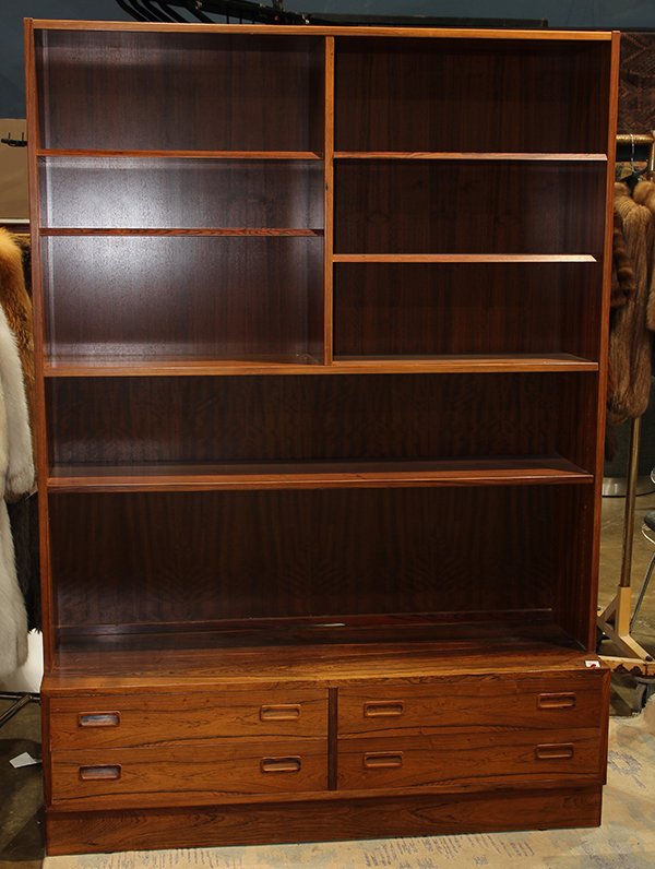 Mid-Century Modern style rosewood bookshelf, having a (1 of 3)