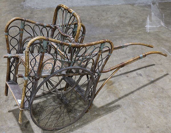 Victorian child's bamboo rickshaw, 31"h x 54 (1 of 1)
