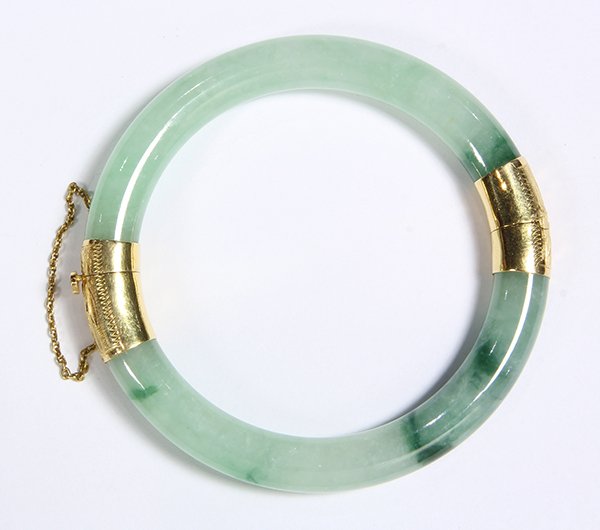 Jadeite and 14k yellow gold bangle bracelet (1 of 3)