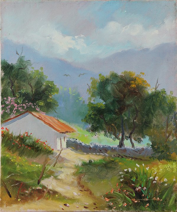Painting, Farm Scene in the Mountains (1 of 1)