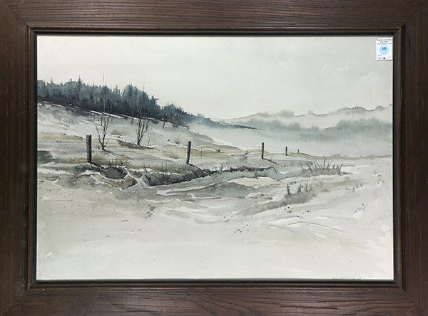Watercolor, Frosty Morning Along the Fence Line (1 of 1)