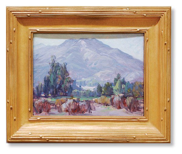 Oil, Darwin Duncan, Californian: Framed oil on canvasboard, Altadena Foothills (ca. 1944), by Darwin Duncan (Californian 1905-2002), signed "Duncan" lower right, dated and titled on reverse, sight: 12" x 16"