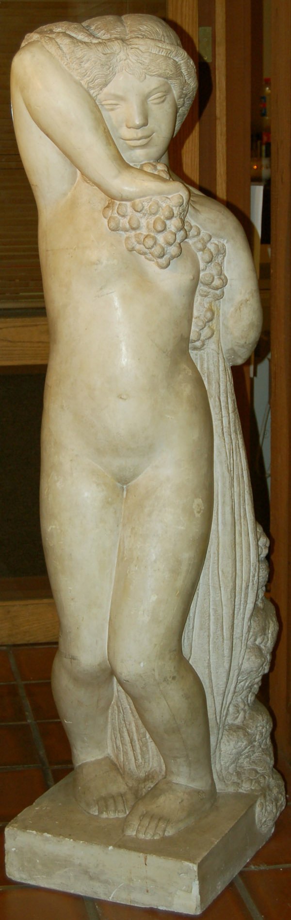 French plaster maquette, Le Bacchante: French full-size cast plaster maquette for bronze statue "Le Bacchante" after Joseph Bernard, circa 1915, 69"H