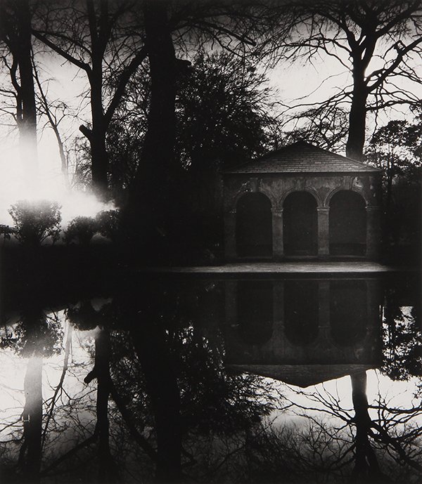 Photograph, Bill Brandt: Bill Brandt (British, 1904-1983), "In the Garden of Christ's College, Cambridge," circa 1940/49, gelatin silver print, signed on artist board lower right, image: 13.5" x 11.5"w, artist board: 20"h x 1