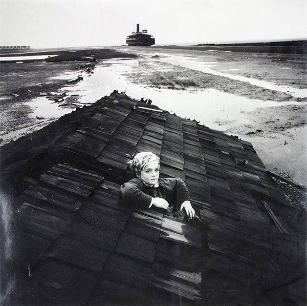 Photograph, Arthur Tress: Arthur Tress (American, b. 1940), "Flood Dream (Ocean City, New Jersey)," 1971, gelatin silver print, signed lower right, edition 17/50, titled lower left, sight: 20"h x 19.5"w, overall (with frame):