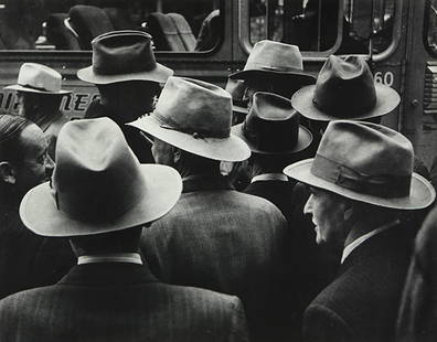 Photograph, William Heick: William Heick (American, 20th century), "Hats (Father's Day Picnic), Seattle," 1952, gelatin silver print, signed and dated lower right and verso, image/sheet: 8"h x 10"w, artist board: 16.25"h x 20"w