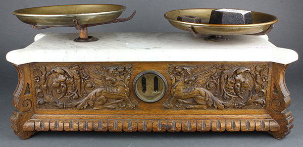 Mercantile scale, 19th century, having two round brass (1 of 3)