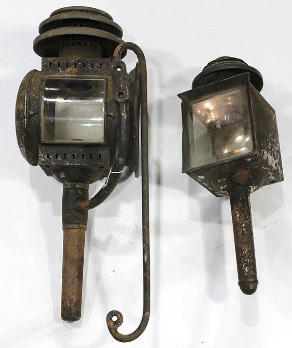 (Lot of 2) Associated brass and iron carriage lanterns, (1 of 3)