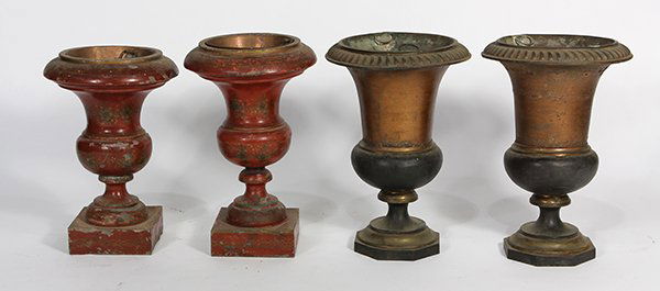 (lot of 4) French tole and gilt decorated copper and (1 of 3)