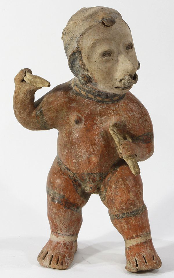 Pre-Columbian style terracotta figure, depicting a (1 of 2)