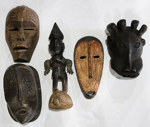 (lot of 5) West African style decorative masks (1 of 2)