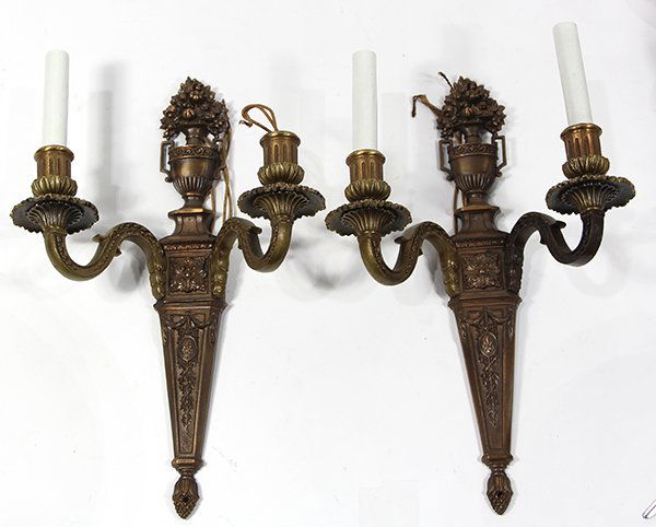 Pair of Neoclassical style sconces, each having two (1 of 2)