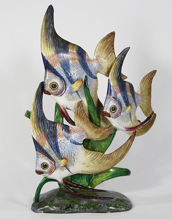 Italian polychrome decorated ceramic figural sculpture (1 of 2)