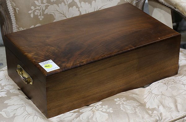 Continental walnut humidor with a hinge lid and brass (1 of 2)