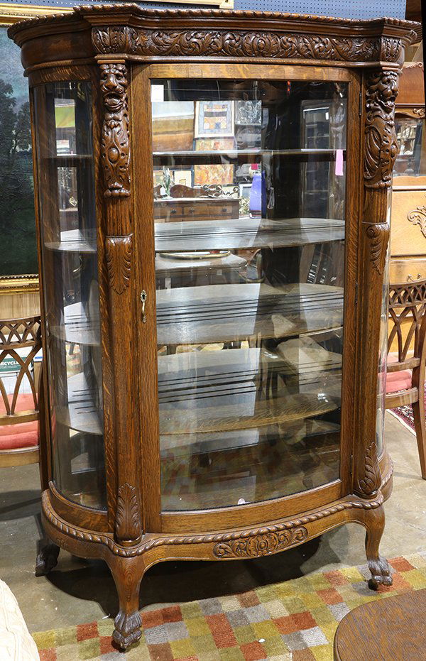 American Victorian oak display case (1 of 1)