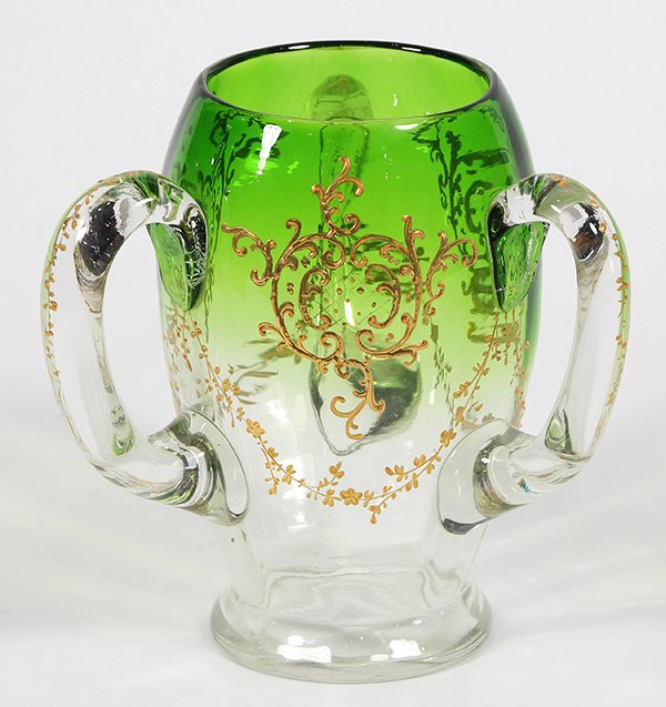 Moser green to clear glass vase (1 of 5)