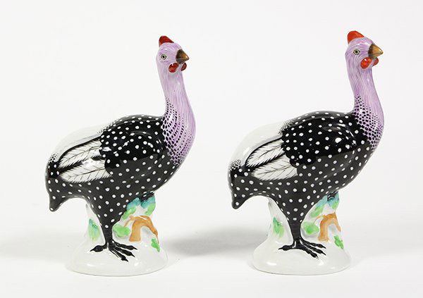 Pair of Herend porcelain models of guinea fowl (1 of 5)