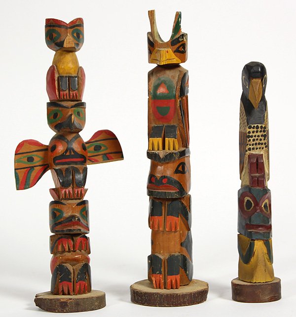 (lot of 3) Northwest Coast totem poles (1 of 5)