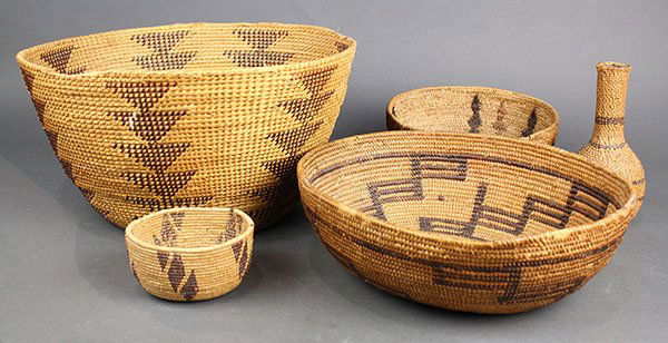 (lot of 5) Native American California basketry group (1 of 9)