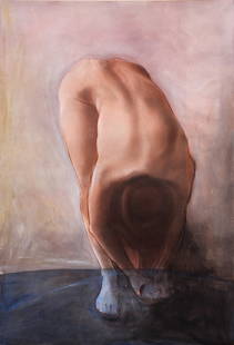 Painting, Stephen Namara: Stephen Namara (American/African, b. 1953), 1976, Nude Bathing, pastel and watercolor on paper, sheet: 64"h x 43"w, overall (with frame): 71.5"h x 51.5"w. Provenance: The Estate of Ruth and Jerry Gott
