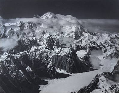 Photograph, Bradford Washburn: Bradford Washburn (American, b. 1910), "Mt. McKinley, Alaska," circa 1938, gelatin silver print, signed lower right, titled lower left, sheet: 14.25"h x 18.5"w, overall: 21.5"h x 25.25"w