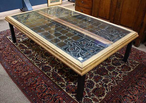 Leaded slag glass coffee table (1 of 4)