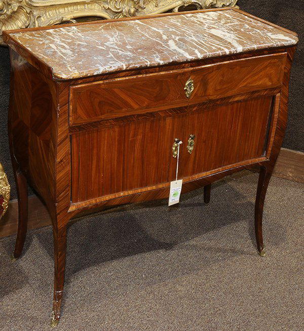Louis XV style kingwood and marble top table de chevet (1 of 2)